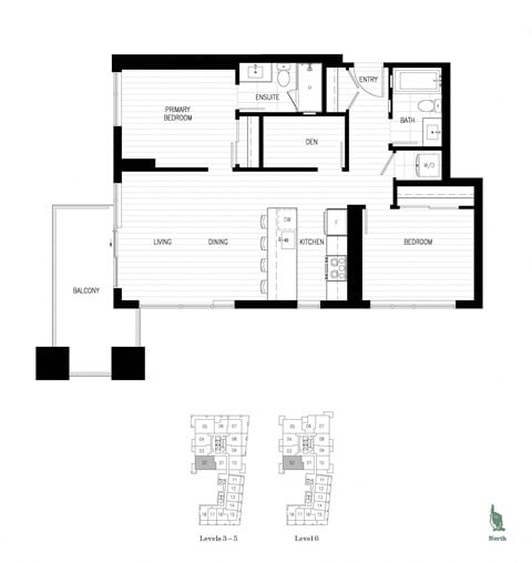 Floor plan for 2 beds, 2 baths, 880 sqft